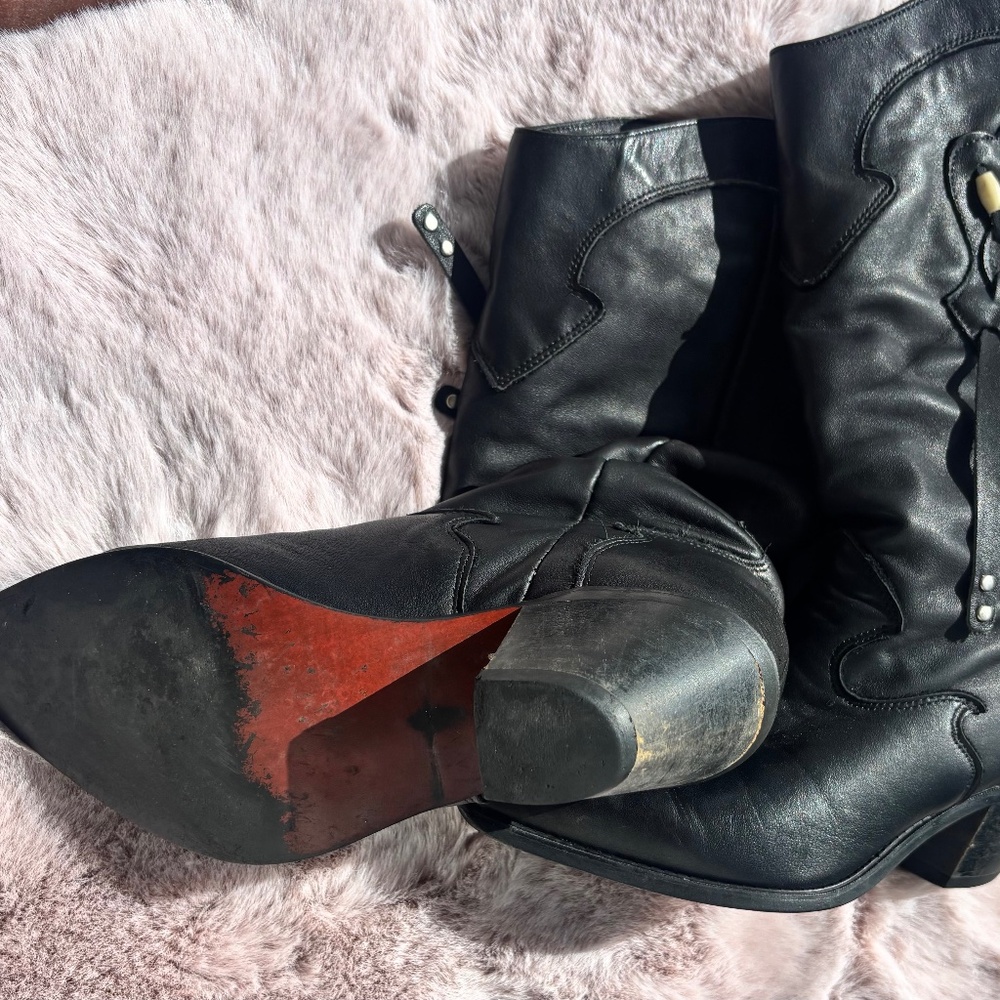 Code West Great Western Boots Black with Tassels Sz 6M - Picture 3 of 8